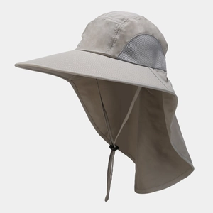 Outdoor Sun Hat Quick Dry Wide Brim Neck Protection Breathable Mesh Fishing Hiking Adjustable Wind Cord For Men Women