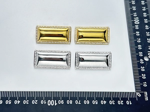 Detailed size measurement of rectangle stud earrings with crystals in gold and silver finish