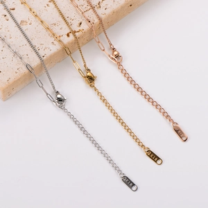 Elegant K18 gold-plated paperclip chain necklaces in silver, gold and rose gold tones