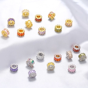 Micro Pave Colorful Zircon Barrel Spacer Beads Gold Plated Copper For DIY Bracelet Necklace Jewelry Making