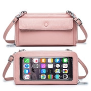 Borsa a tracolla rosa in pelle PU per cellulare con finestra touch sul retro