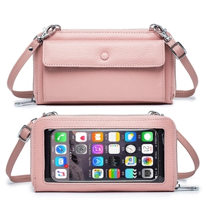Touchable Phone Bag Genuine Leather RFID Blocking Crossbody Wallet For Women Multi Functional Shoulder Pouch Wallet