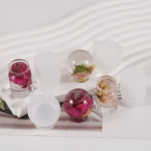 Silicone epoxy resin mold set for DIY crystal dried flower bottles and spherical pendants