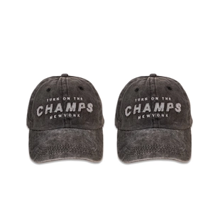 Berretto da baseball classico in cotone nero lavato con ricamo Turn On The Champs