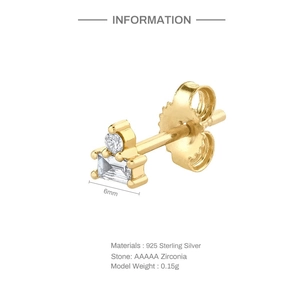 Detail specifications for 925 sterling silver gold studs with AAAAA zirconia stones