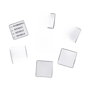 Set of 7 minimalist square inspirational enamel pins with black and white motivational quotes