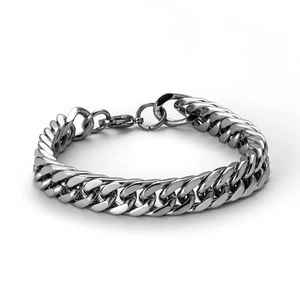 Polished silver stainless steel Cuban link necklace for high street hip hop fashion style