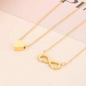 Heart Infinity Necklace 18K Gold Plated Titanium Stainless Steel Minimalist Dainty Pendant For Women Fashion Jewelry