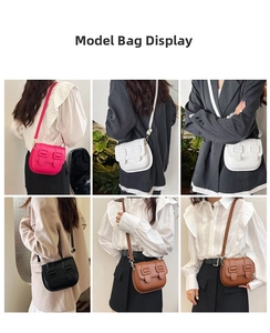 Collage of four stylish matte PU saddle bags in fuchsia, white, black, and brown for women