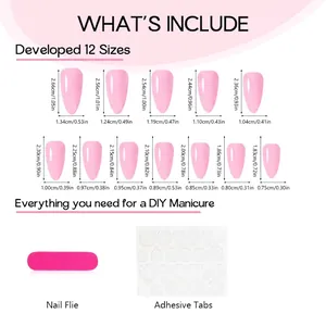 Detailed size guide for 3D fruit press-on nails in various orange ocean themes