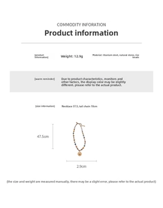 Detailed specs of ethnic sun necklace made of titanium steel and natural stones