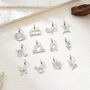 Titanium steel zodiac charms set for necklaces featuring 12 constellations symbols