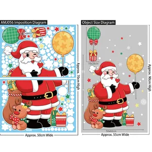 Detail view of Christmas wall stickers showing sheet layout and final wall application sizes