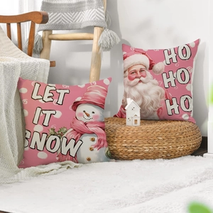 Housses de coussin de Noël avec motifs Bonhomme de neige et Père Noël sur tapis
