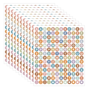 Detail of 0.5 inch Morandi color alphabet stickers for DIY cards and scrapbooks