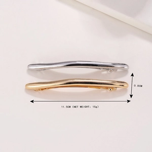 Minimalist gold and silver metallic long bar hair clips set with size dimensions