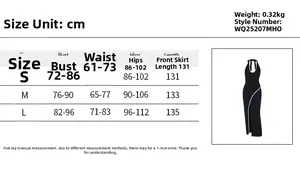 Tableau des tailles en cm pour la robe noire dos nu avec finitions en dentelle contrastée