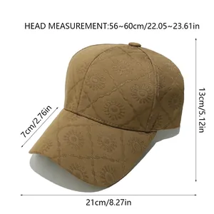 Guide des tailles pour casquette kaki brodée de tournesols, tour de tête de 56 à 60 cm