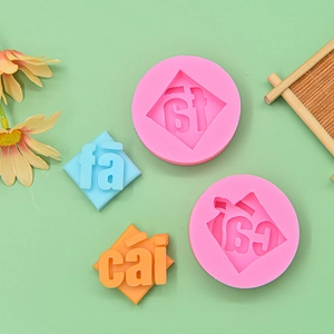 Moule en silicone lettres pinyin 'fa cai' pour décorations de coques de téléphone en résine
