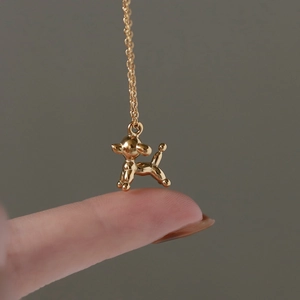 Balloon Dog Pendant Necklace 18K Gold Plated Titanium Steel Animal Minimalist Jewelry Gift For Women Girls