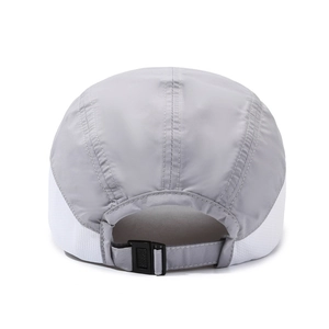 Quick-dry breathable baseball cap with grey fabric and white mesh panels back view