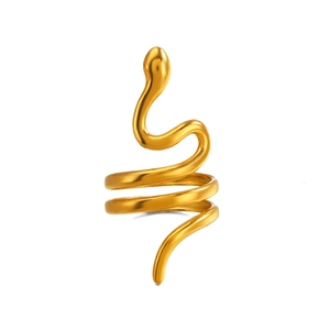 Bague serpent dorée minimaliste en acier inoxydable poli pour la mode féminine