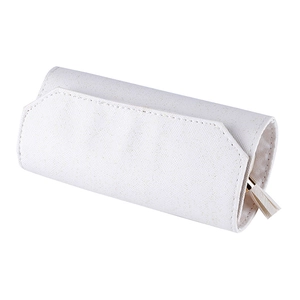 Portable white glitter PU leather jewelry roll bag with elegant tassel zipper closure