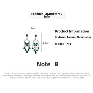 Detailed specs of green zircon butterfly drop earrings with size and weight info