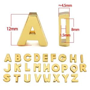 Golden 8mm slide letters A-Z jewelry set for DIY keychains and bracelet making