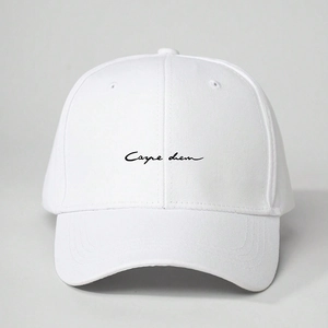 Casquette de baseball en coton blanc classique avec broderie noire Carpe Diem