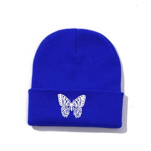 Butterfly Embroidery Beanie Hat Knitted Acrylic Cuffed Skull Cap Streetwear Y2K Hip Hop Style For Men Women