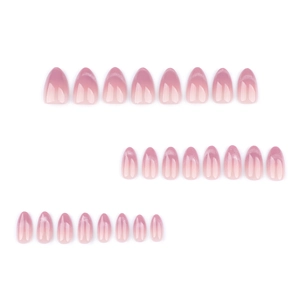 24pcs pink purple gradient cat eye press-on nails in short almond shape with glitter