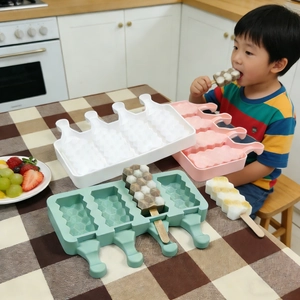 Silicone Ice Cream Mold Geometric Diamond Popsicle Maker DIY Homemade Dessert Tool With Lid Reusable Flexible