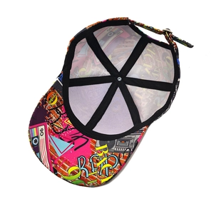 Graffiti baseball cap with retro 90s tape patterns and colorful urban street art