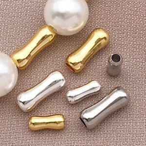 Perle a tubo in bambù oro e argento con perle per creazione di gioielli DIY