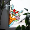 Colorful stained glass style cat window sticker decoration for home and wall art