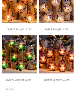 Détails de la guirlande LED de 2,3 m avec motifs Père Noël et bonhomme de neige