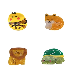Cute acetate forest animal hair claws set including bee fox lion and turtle shapes