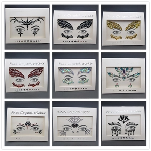 Selection of acrylic face crystal stickers in nine styles for DIY makeup and party looks