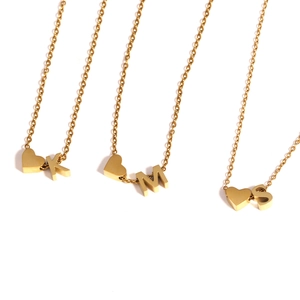 18k gold plated stainless steel necklaces featuring heart and letter pendants