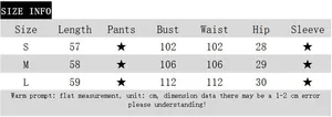 Polka dot top size chart showing length, bust, waist, and hip measurements in cm