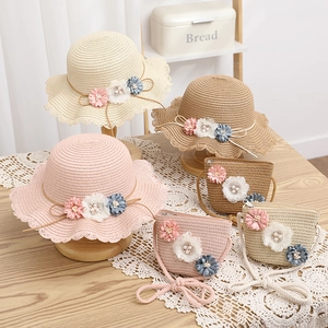 Cappello Da Sole In Paglia Per Ragazze E Borsa A Tracolla Coordinata Floreale Carta Intrecciata Spiaggia Vacanze Estate Dolce