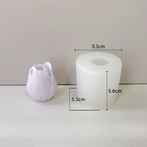 Detailed dimensions of tulip silicone mold and finished soap candle for DIY crafts