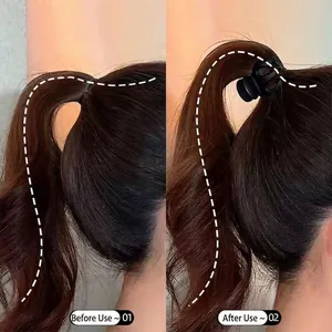 Black pumpkin claw clip for high ponytail lift and volume before and after comparison