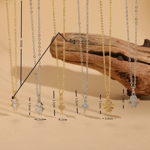 Ballerina girl pendant necklaces with zircon in gold and silver plating over brass