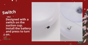 Detail of the battery compartment and suction cup switch for the Christmas light