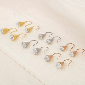 French style minimalist stainless steel heart earrings in gold, silver, and rose gold finishes