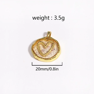 Detail view of heart star pendant with 3.5g weight and 20mm diameter product dimensions