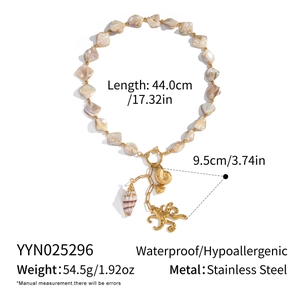 Detailed size specifications for ocean theme pearl necklace with shell and octopus charms