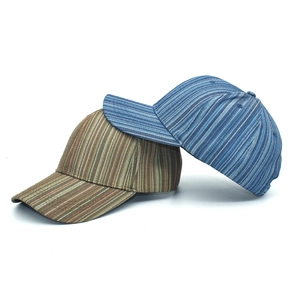Casquettes de baseball rayées marron et bleu avec visière courbée pour voyage et loisirs